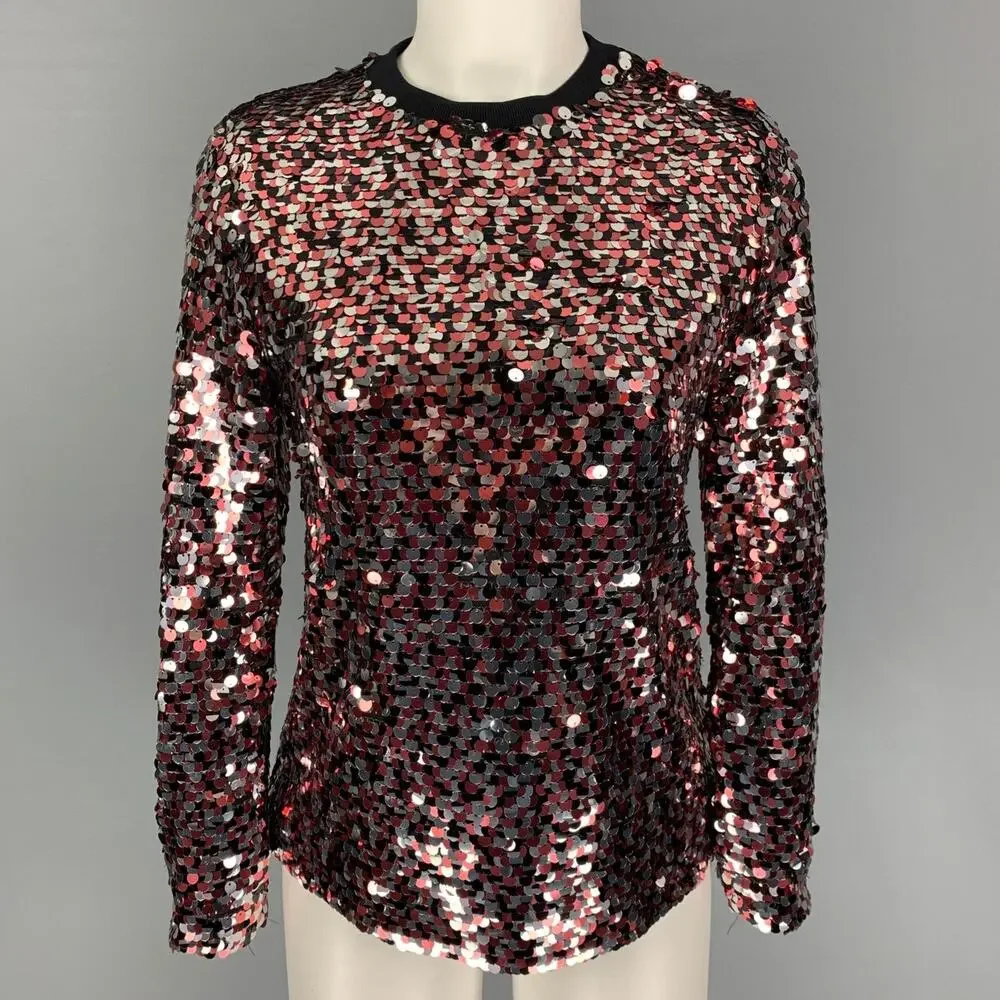 MCQ by ALEXANDER MCQUEEN Size 2 Pink Silver Polyamide Sequined Blouse